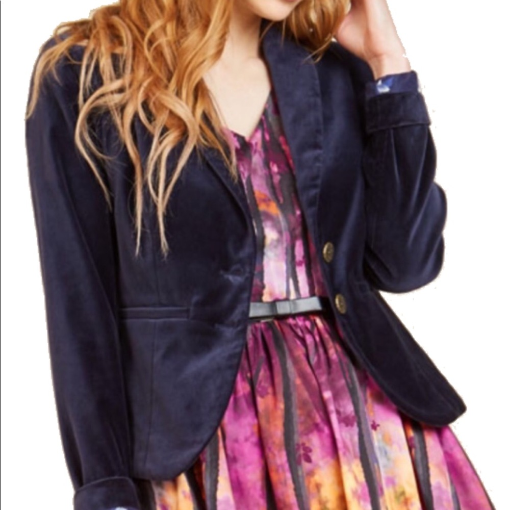 ModCloth Velvet Executive Blazer, XL (Blue)